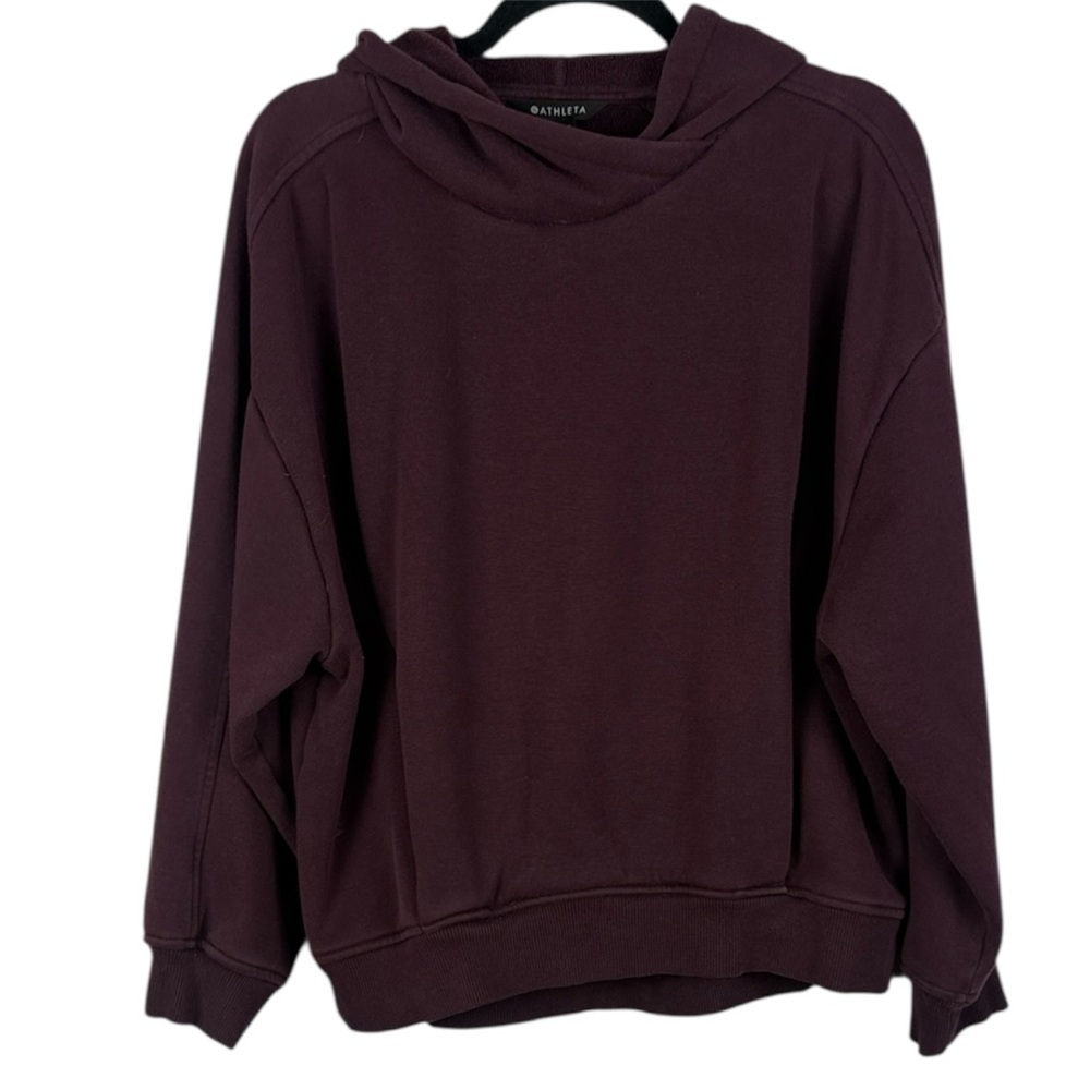 Athleta Cozy Karma Cotton Blend Deep Purple Long Sleeve Large Hoodie Sweatshirt